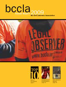 bccla2009 Annual Report BC Civil Liberties Association  TOP