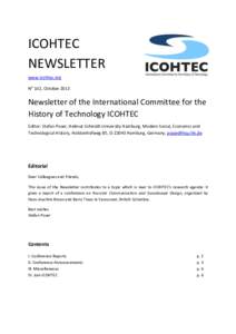 ICOHTEC NEWSLETTER www.icohtec.org No 102, OctoberNewsletter of the International Committee for the