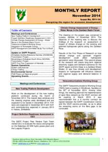 MONTHLY REPORT November 2014 Issue No. R11-14 Energising the region for economic development  Table of Contents