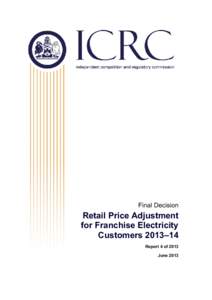Retail Price Adjustment for Franchise Electricity Customers 2013–14