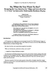 Chapter 20 So, What Do You Want To See?  So, What Do You Want To See? Designing the User Interface for 