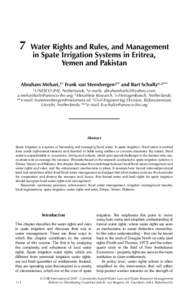 7  Water Rights and Rules, and Management in Spate Irrigation Systems in Eritrea, Yemen and Pakistan