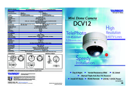 SPECIFICATION  DCV12NR4 (NTSC) DCV12PR4 (PAL )