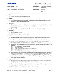 Safety Policy and Procedure Policy Number Title: 039