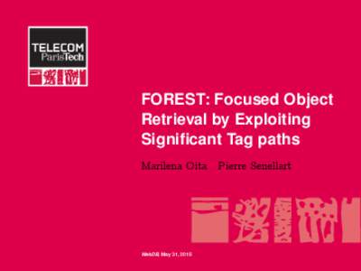 FOREST: Focused Object Retrieval by Exploiting Significant Tag paths Marilena Oita  WebDB, May 31, 2015