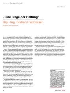 Architektur | Standpunkt Architekt Eckhard Feddersen „Eine Frage der Haltung“ Dipl.-Ing. Eckhard Feddersen zum Thema „Leben ohne Barrieren“