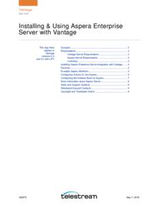 Vantage App Note Installing & Using Aspera Enterprise Server with Vantage
