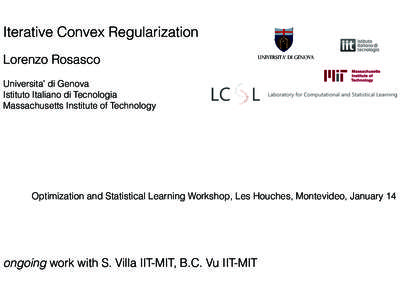Iterative Convex Regularization Lorenzo Rosasco Universita’ di Genova  Universita’ di Genova