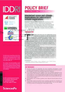 POLICY BRIEF N°04/15 SEPTEMBER 2015 | CLIMATE - OCEANS AND COASTAL ZONES Intertwined ocean and climate: implications for international climate negotiations