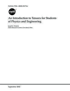 NASA/TM—[removed]An Introduction to Tensors for Students