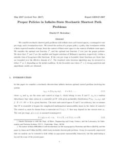 Mayrevised NovReport LIDS-P-3507 Proper Policies in Infinite-State Stochastic Shortest Path Problems