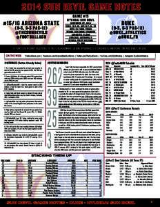2014 Sun Devil Game Notes Game #13 #15/16 ARIZONA STATE (9-3, 6-3 Pac-12) @TheSunDevils