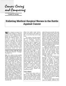 Connie R. Curran  Enlisting Medical-Surgical Nurses in the Battle Against Cancer  W