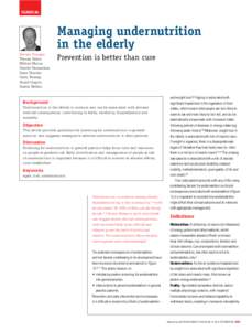 clinical  Managing undernutrition in the elderly Damian Flanagan Therese Fisher