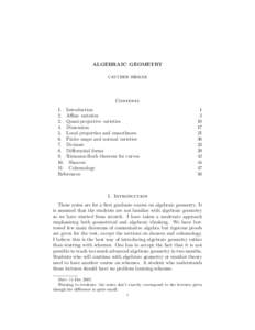 ALGEBRAIC GEOMETRY CAUCHER BIRKAR Contents 1. Introduction 2. Affine varieties