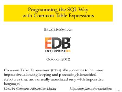 Programming the SQL Way with Common Table Expressions