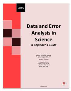 2015  Data and Error Analysis in Science A Beginner’s Guide