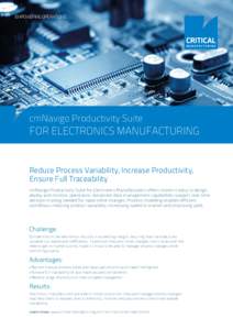 EMPOWERING OPERATIONS  cmNavigo Productivity Suite FOR ELECTRONICS MANUFACTURING