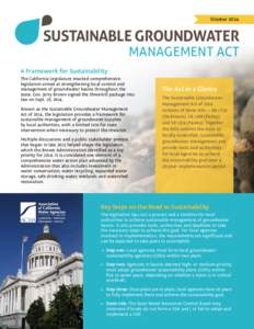 October[removed]Sustainable Groundwater Management Act  A Framework for Sustainability