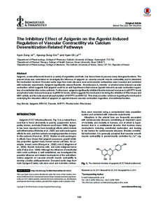 Original Article  Biomol Ther 22(2), [removed]The Inhibitory Effect of Apigenin on the Agonist-Induced Regulation of Vascular Contractility via Calcium