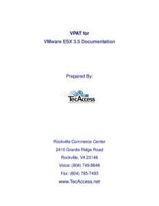 ESX 3.5 Documentation VPAT: VMware, Inc.
