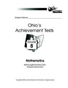 Student Name: _____________________________________  Ohio’s Achievement Tests Grade