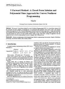 T-Forward Method: A Closed-Form Solution and Polynomial Time Approach for Convex Nonlinear Programming