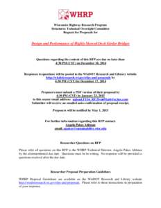 Wisconsin Highway Research Program Structures Technical Oversight Committee Request for Proposals for Design and Performance of Highly Skewed Deck Girder Bridges