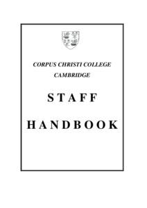 CORPUS CHRISTI COLLEGE CAMBRIDGE STAFF HANDBOOK