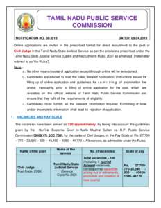 TAMIL NADU PUBLIC SERVICE COMMISSION NOTIFICATION NODATED: 