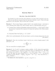 Constructive Combinatorics Tibor Szab´o SoExercise Sheet 4