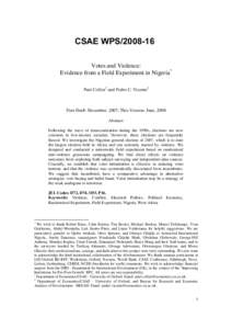 Votes and Violence: Evidence from a Field Experiment in Nigeria