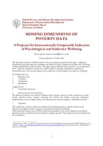 Oxford Poverty and Human Development Initiative Department of International Development Queen Elizabeth House University of Oxford  MISSING DIMENSIONS OF