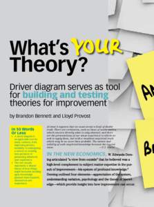 What’s YOUR Theory? Driver diagram serves as tool for building and testing theories for improvement by Brandon Bennett and Lloyd Provost
