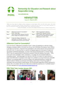 Partnership for Education and Research about Responsible Living www.perlprojects.org NEWSLETTER Issue 4: March 2011