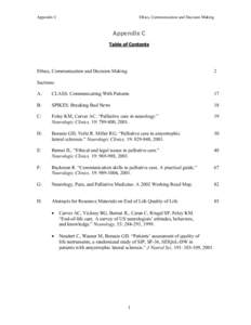 Appendix C  Ethics, Communication and Decision Making Appendix C Table of Contents