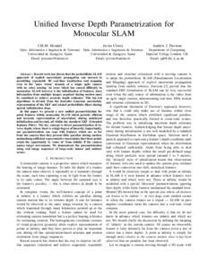 Unified Inverse Depth Parametrization for Monocular SLAM J.M.M. Montiel Javier Civera