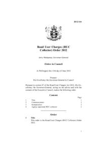 Road User Charges (RUC Collector) Order 2012 Jerry Mateparae, Governor-General