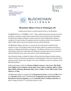 FOR IMMEDIATE RELEASE  October 22, 2015 Contact: Chamber of Digital Commerce