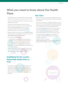 FY16 • 3  What you need to know about the Health Plans Opt-Outs