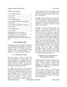 Embargoes and Other Special Controls  Part 746–page 1 Table of Contents § 746.1 INTRODUCTION ................................ 1