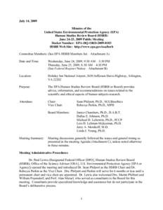 US EPA: HSRB: June 24-25, 2009 Meeting Minutes