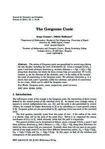 Journal for Geometry and Graphics Volume[removed]), No. 1, 19–28. The Gergonne Conic Sonja Gorjanc1 , Mikl´ os Hoffmann2