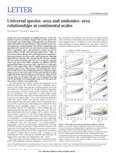 LETTER  doi:nature11226 Universal species–area and endemics–area relationships at continental scales