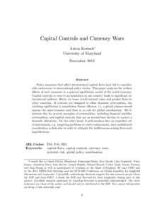 Capital Controls and Currency Wars