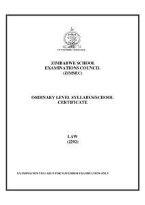 ZIMBABWE SCHOOL EXAMINATIONS COUNCIL (ZIMSEC) ORDINARY LEVEL SYLLABUS/SCHOOL CERTIFICATE