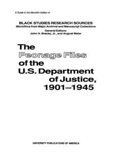 A Guide to the Microfilm Edition of  BLACK STUDIES RESEARCH SOURCES