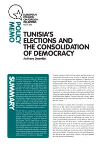 POLICY MEMO TUNISIA’S ELECTIONS AND THE CONSOLIDATION