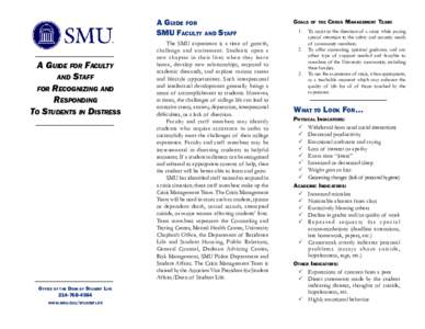 A Guide for SMU Faculty and Staff A Guide for Faculty and Staff for Recognizing and