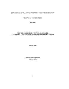DEPARTMENT OF PLANNING AND ENVIRONMENTAL PROTECTION  TECHNICAL REPORT SERIES TR: 01-01